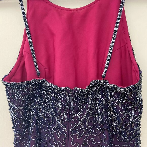 Vintage Cache Maxi Gown Dress Silk Slip Beaded Pink Purple Formal - Picture 6 of 8